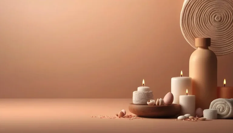 spa setting with candles and essential oils