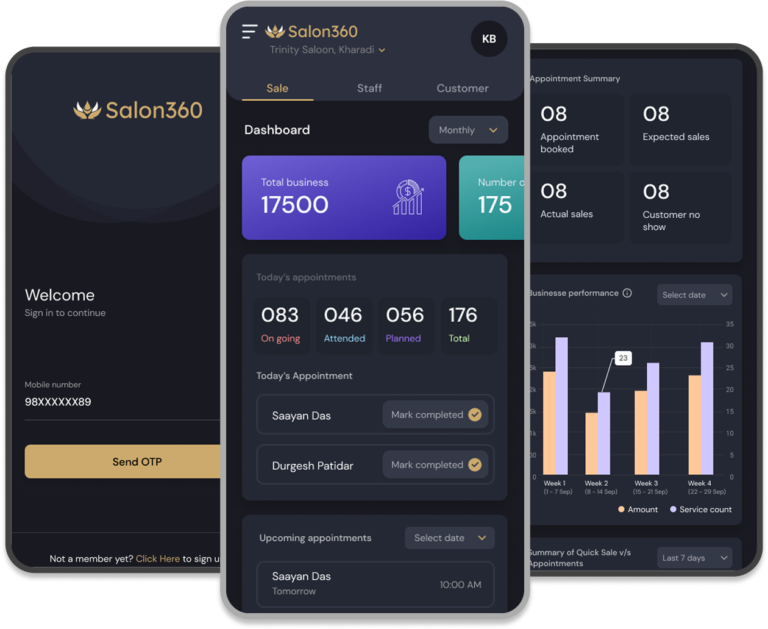 salon 360 app dashboard