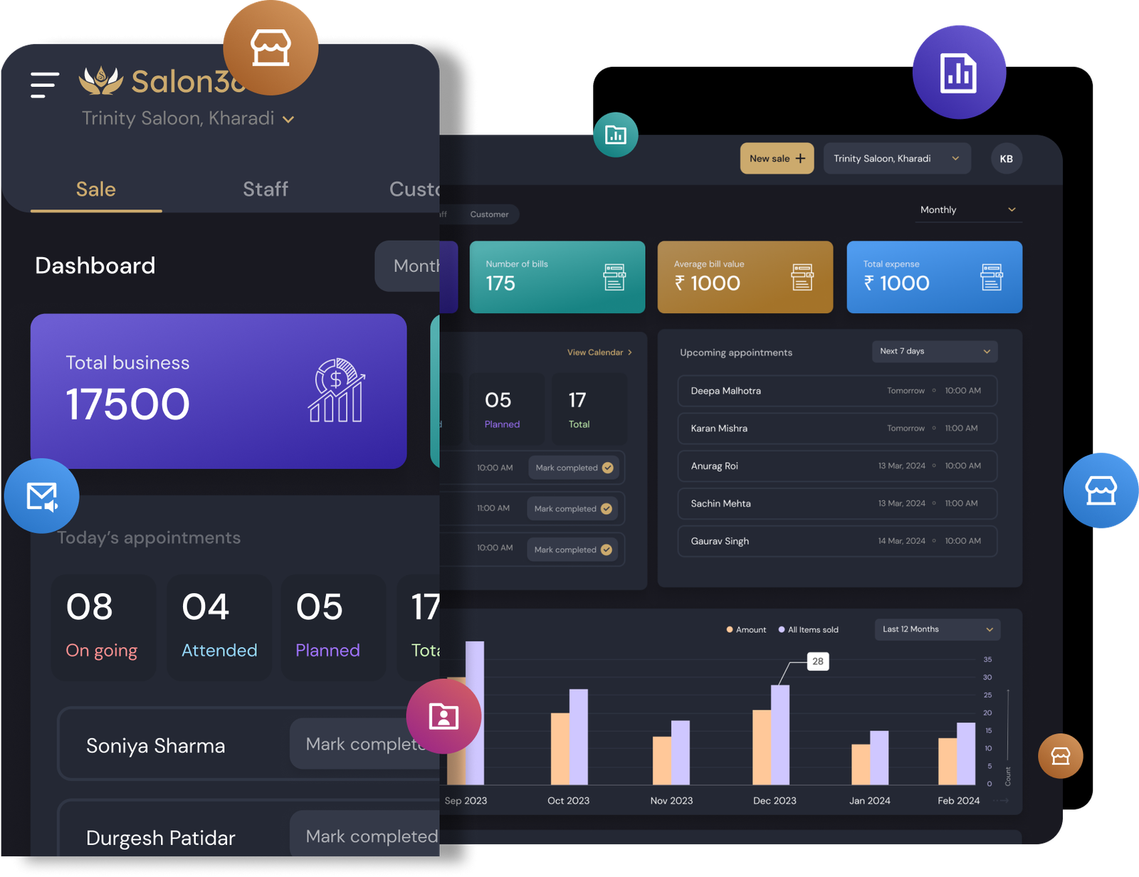 salon 360 app dashboard