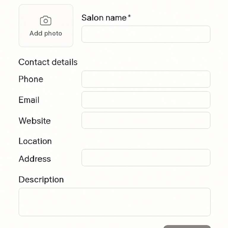 Salon Profile Setup Screenshot