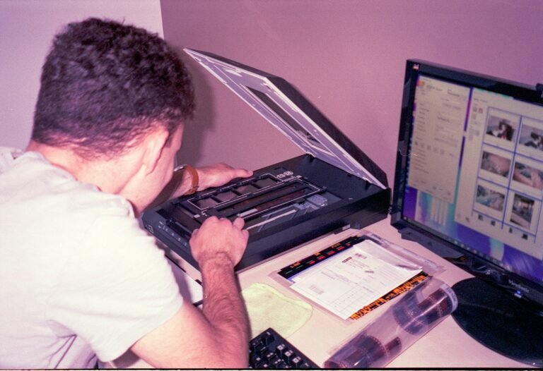 Image of a salon owner examining inventory data on a POS system