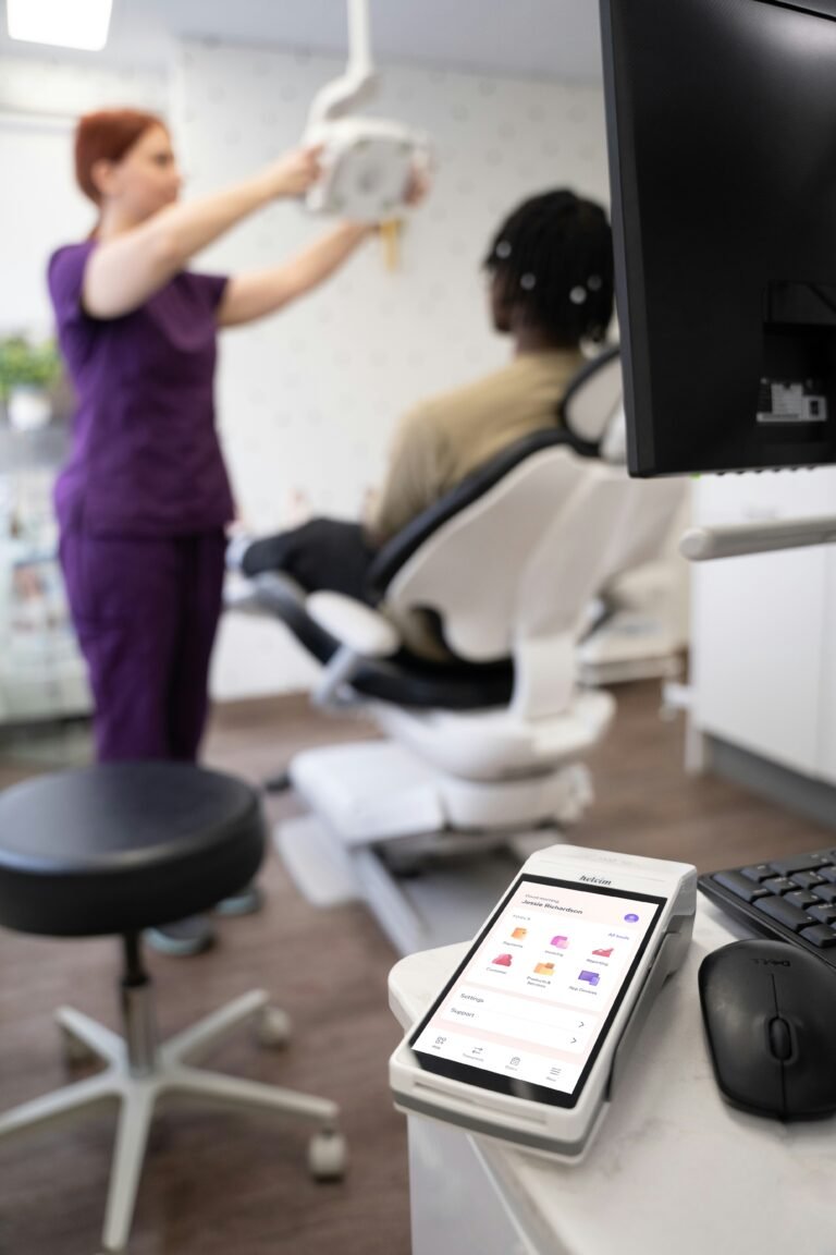 Image of salon staff updating their POS system on a computer screen