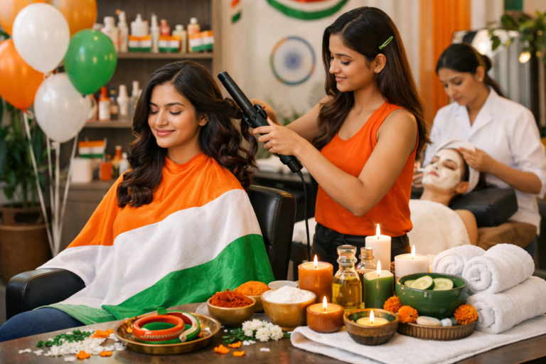 Republic Day beauty celebration in salon